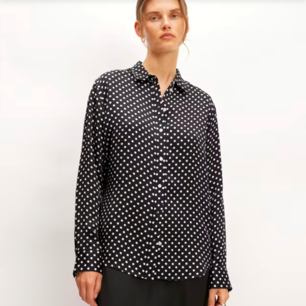 Everlane Black Polka Dot Button-Down Shirt